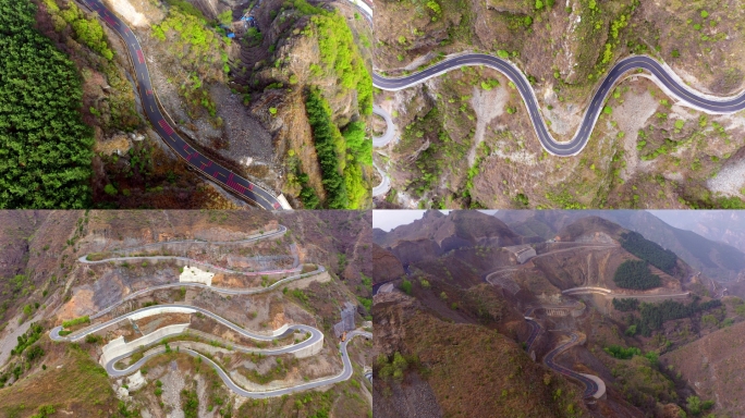 4K航拍北京房山区红井路发卡弯最美山路
