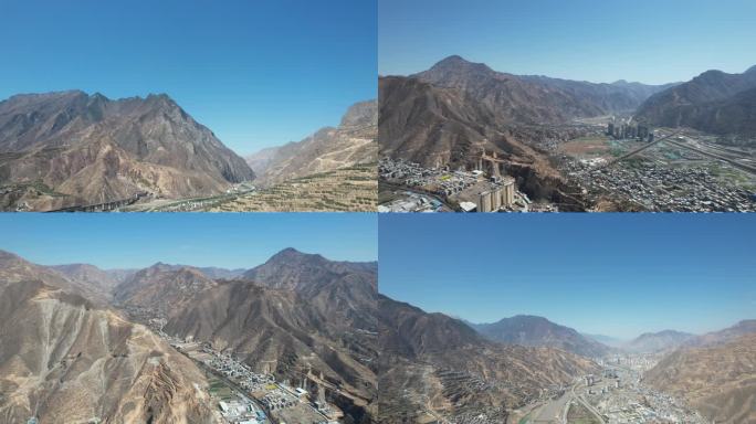 4K甘肃陇南黄土地貌俯瞰城市全景航拍视频