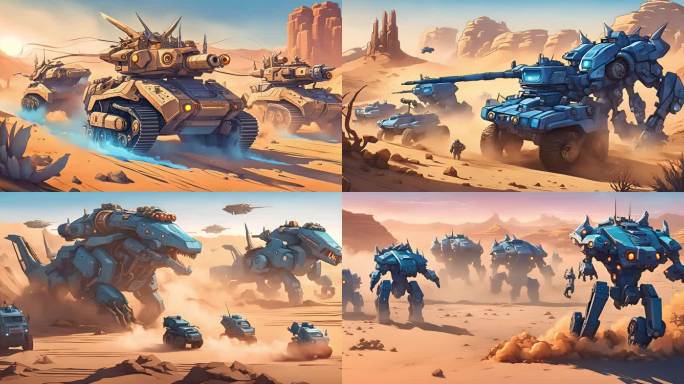 卡通机械装甲沙漠骑兵
