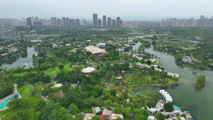 成都麓湖生态城航拍4K御三