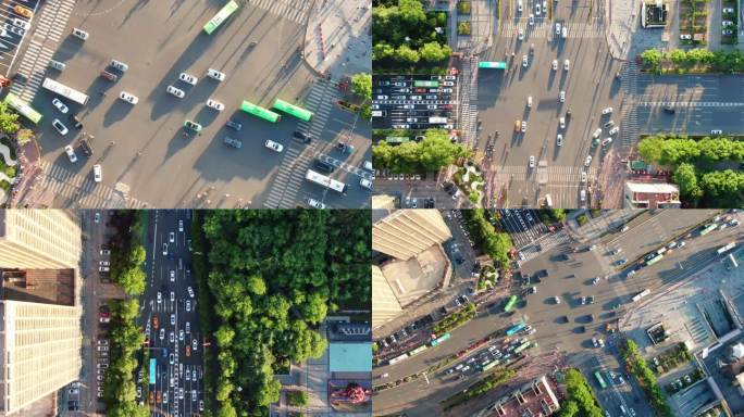 城市十字路口航拍