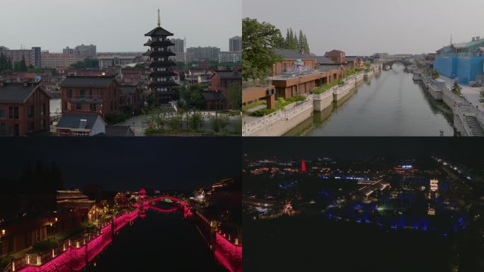 栟茶古镇日夜景航拍4K