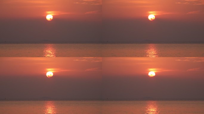 山东威海日岛海上日出霞光