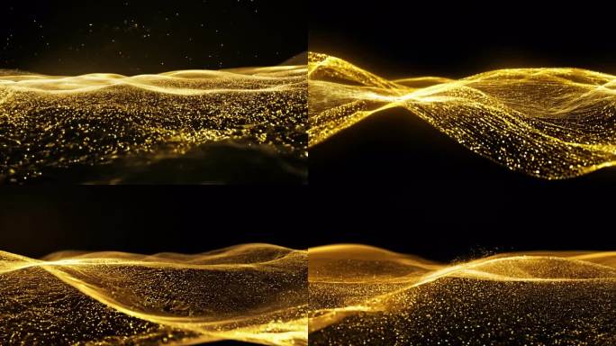 15组金色粒子科技波浪背景素材