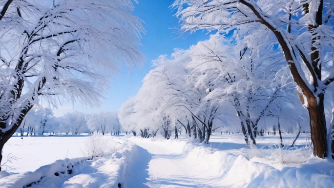 雪景 雾凇 雪地 冬季