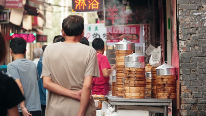 清晨 人文 街景 早市 人群 视频 素材