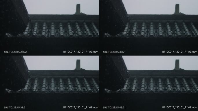 电影机4k下雨屋檐升格空镜