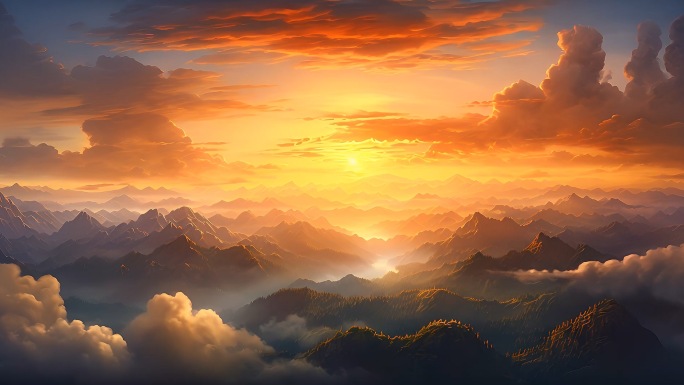 日出夕阳云海航拍唯美风景