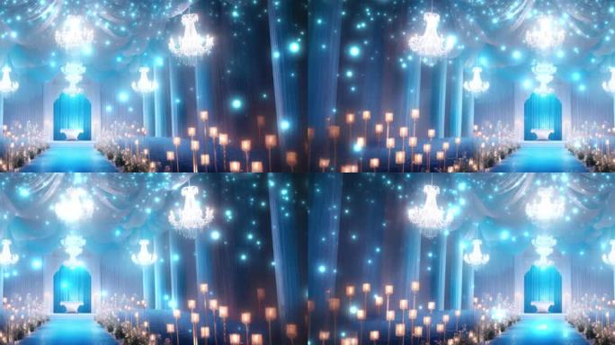 8K蓝色氛围_水晶灯欧式殿堂超宽屏婚礼1