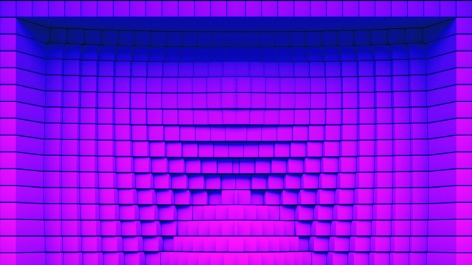 【裸眼3D】蓝紫方块曲面墙体方形赛博空间