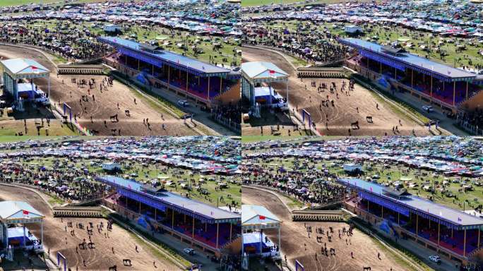 若尔盖县黄河河曲马赛马节现场草原航拍