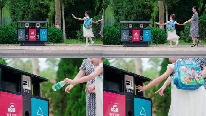 小朋友扔垃圾 垃圾分类 公益环保 （荐）