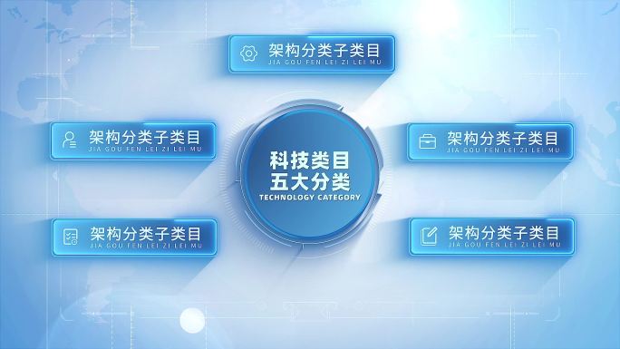 简洁科技蓝白结构组织架构分类