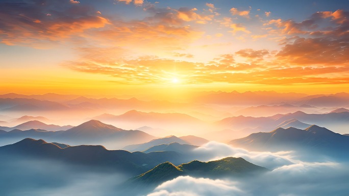 云海日出航拍中国唯美夕阳