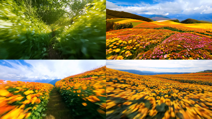 在花丛草丛里穿梭