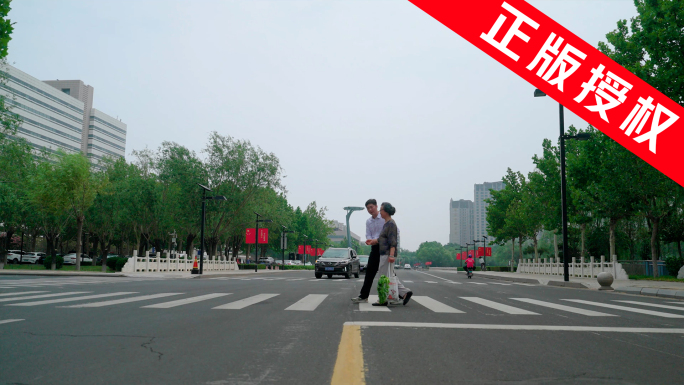 扶老人过马路 公益文明 尊老爱幼