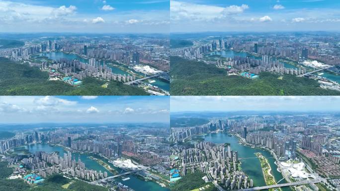 4K航拍长沙湘江新区梅溪湖全景2