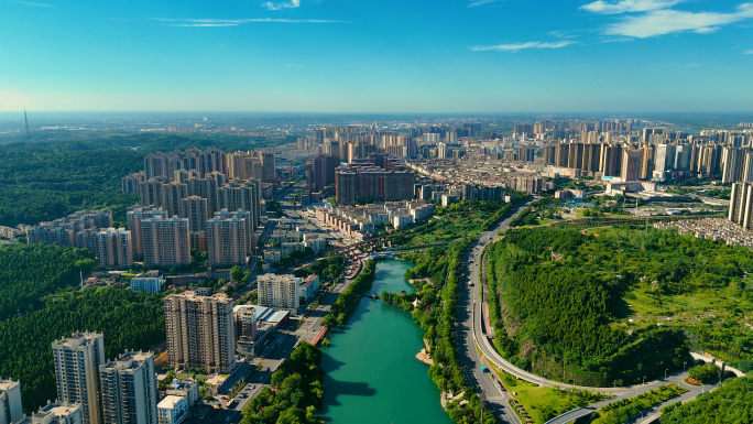 荆门天鹅湖169大厦掇刀区全景航拍