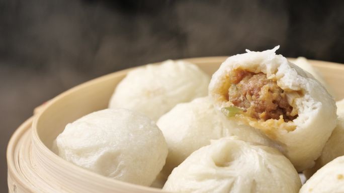嵊州老面鲜肉小笼包4K素材