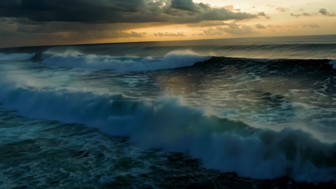 4k海浪翻滚电影感超广角水花飞向空中