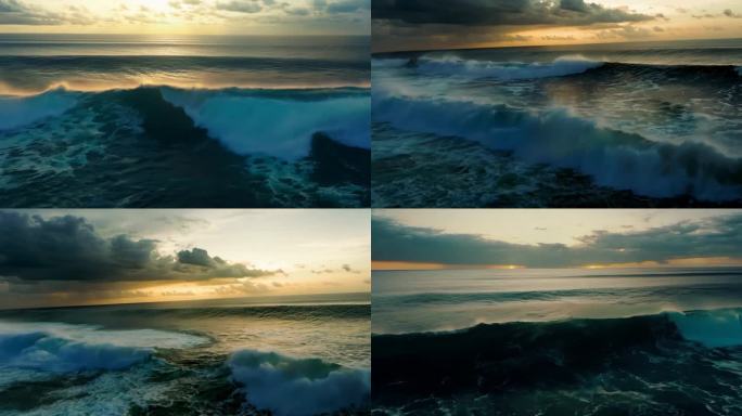 4k海浪翻滚电影感超广角水花飞向空中