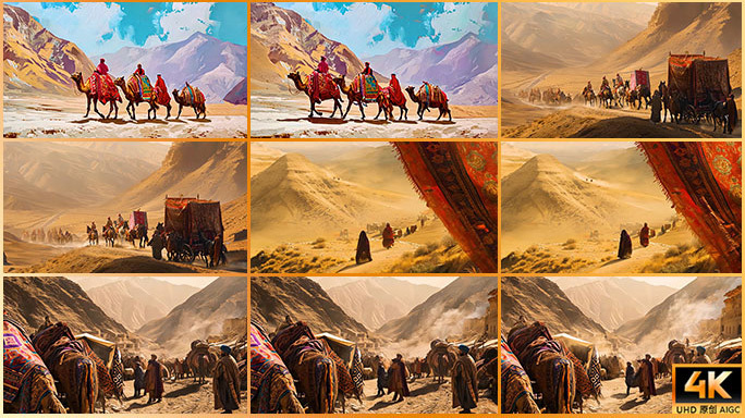 古代骆驼商队丝绸之路中亚罗马贸易一带一路