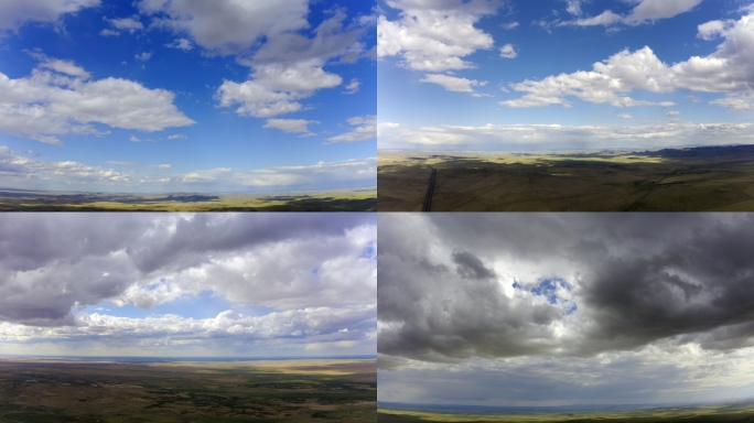 4K航拍西乌珠穆沁旗G207白霍线蓝天