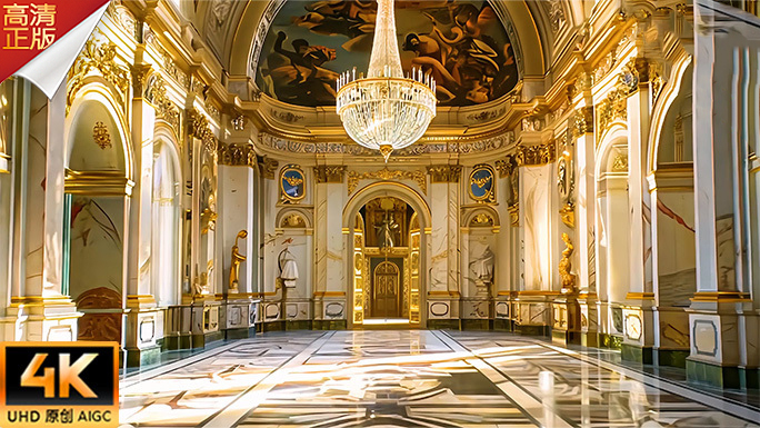 金碧辉煌奢华欧洲中世纪文艺复兴殿堂片头