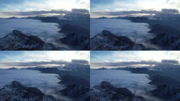 川西 高原 云海 延时 航拍 雪山