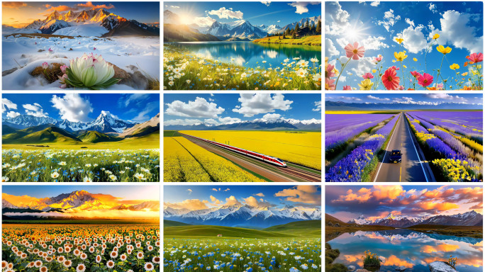 高原风景 花海 雪莲花 格桑花 油菜花