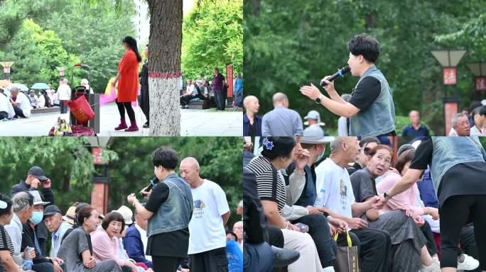 乌兰察布市人民公园二人转歌唱卖艺街头表演