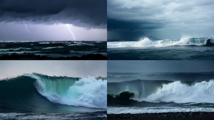 大海 海浪 海上阴天