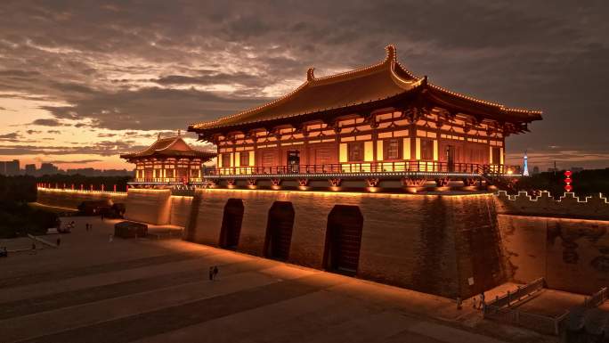 航拍洛阳定鼎门晚霞合集