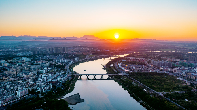 4K上饶弋阳县城航拍夜景延时