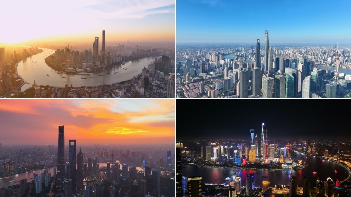 上海陆家嘴外滩清晨傍晚夕阳夜景延时宣传片