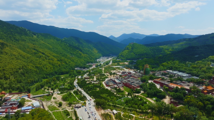 航拍山西五台山自然风光