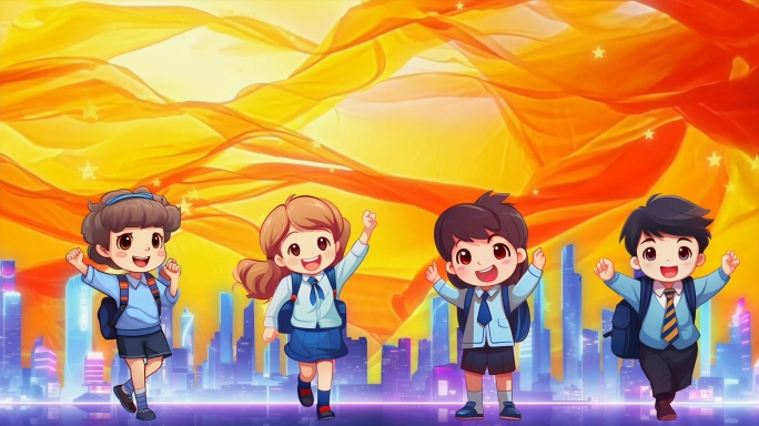 卡通少儿歌颂祖国LED大屏