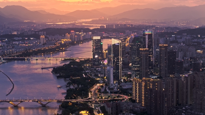航拍福州夜景
