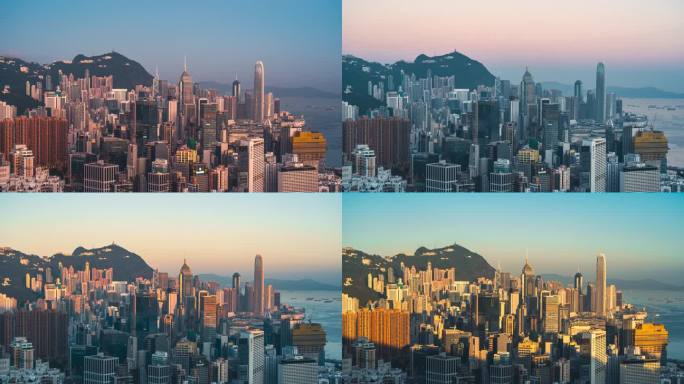 香港城市夜转日光影变化延时