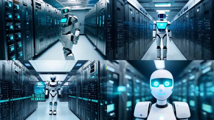 AI人工智能人形机器人数据交互高新科技