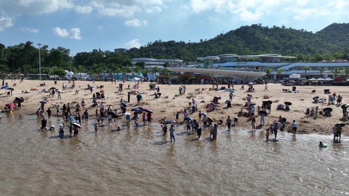 航拍珠海香炉湾沙滩