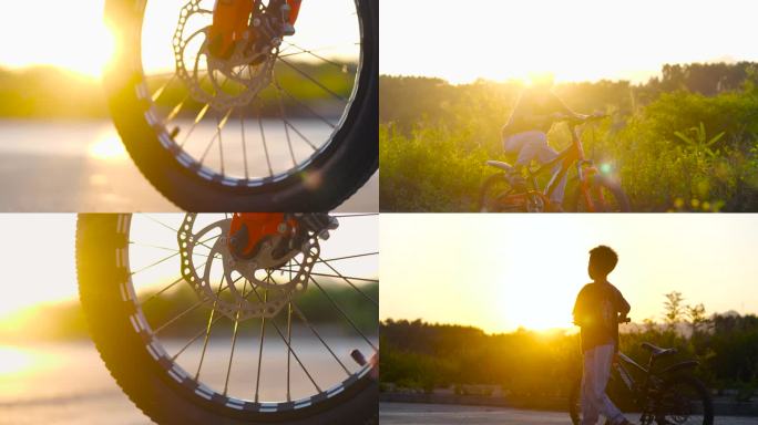 夕阳 阳光 男孩 骑车