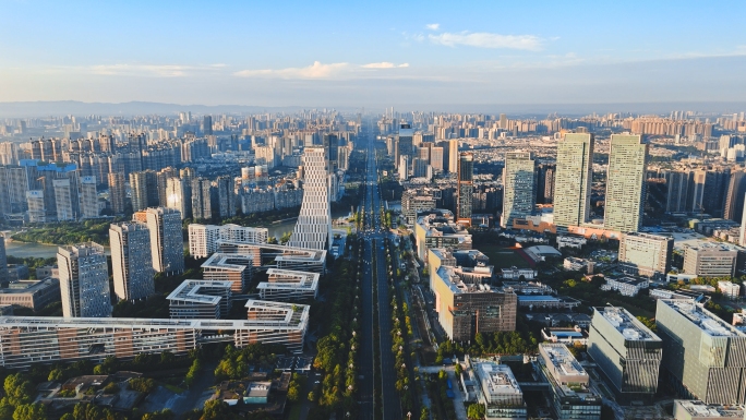 成都中轴线天府大道航拍全景