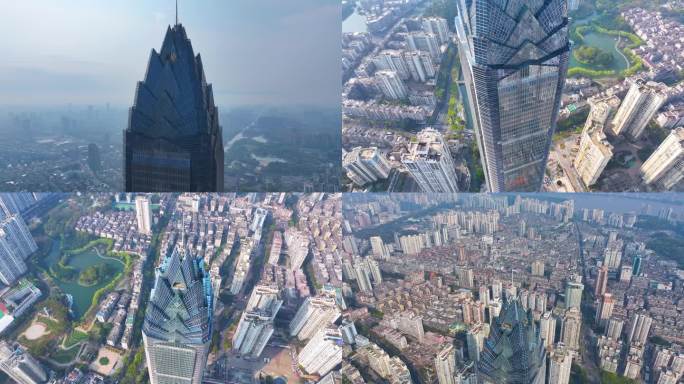 温州市世贸中心大厦大楼鹿城区大景全景航拍
