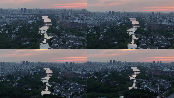 苏州古城区姑苏区盘门吴门桥日出