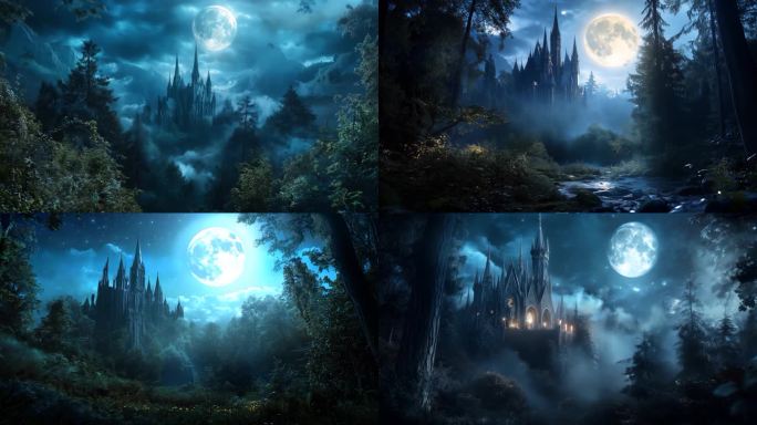 【4K高清】月光下的哥特式城堡