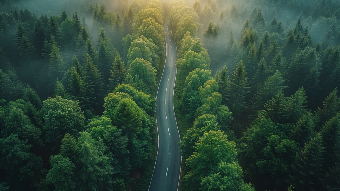 森林公路航拍