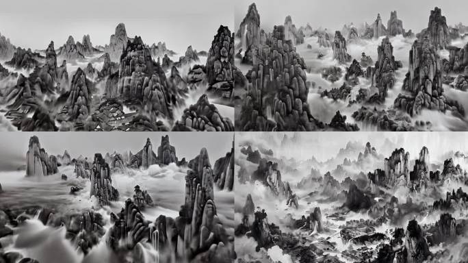 工笔画山水中国风背景