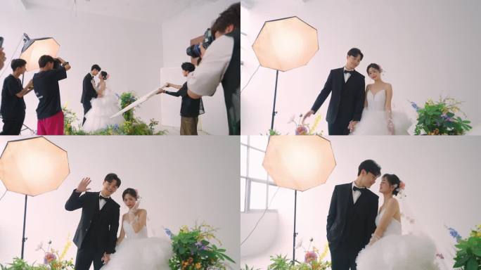 影楼 棚内 专业 模特摆拍  恩爱婚纱照