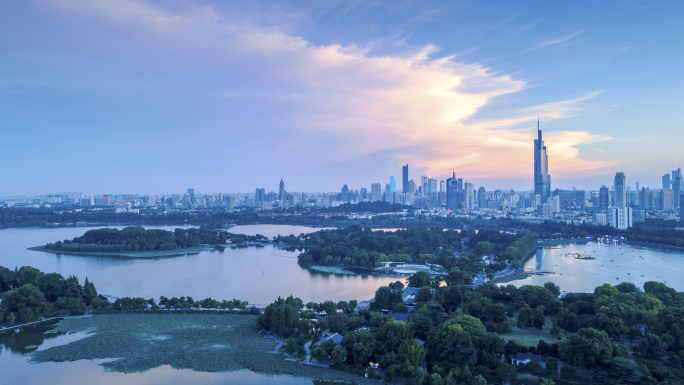 南京玄武湖航拍延时